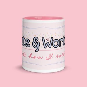 Cute & Worthy Mug Pink Blush front side