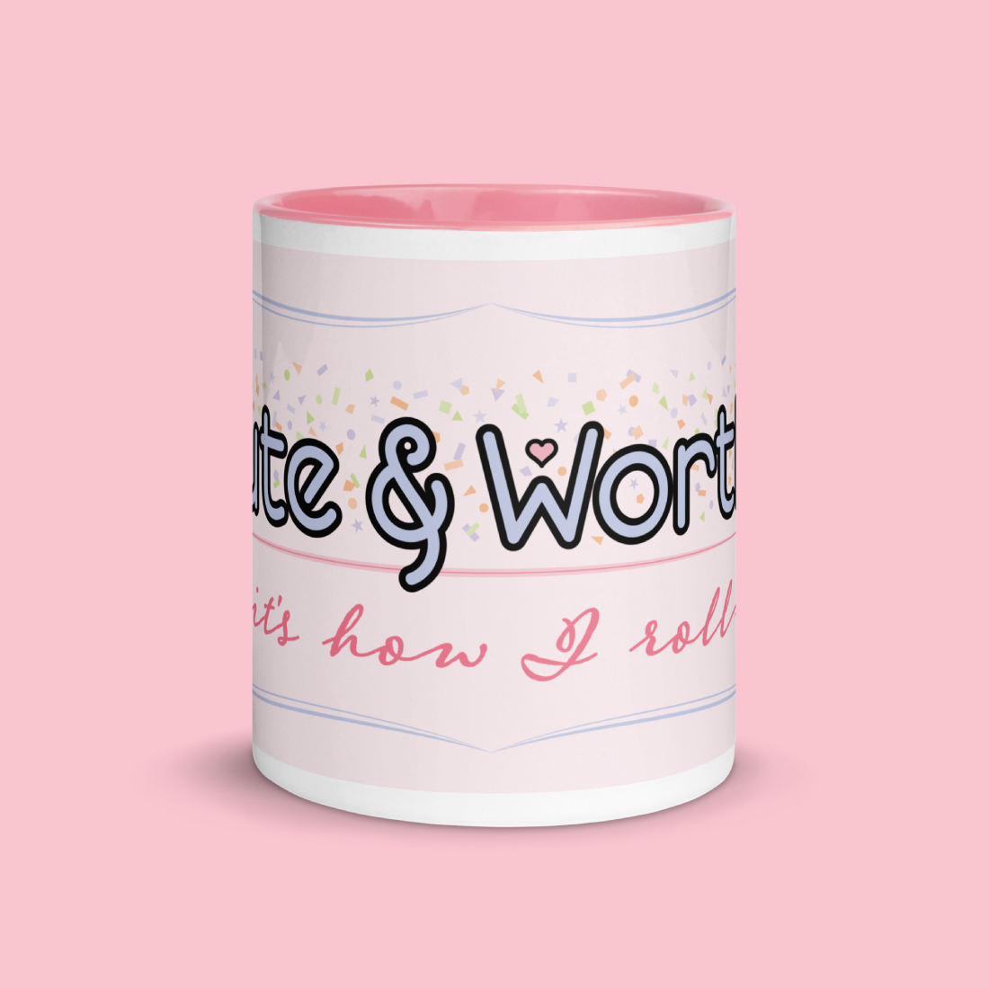 Cute & Worthy Mug Pink Blush front side Cute & Worthy Mug Pink Blush front side