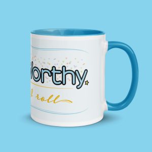 Cute & Worthy Mug Teal Blue right side