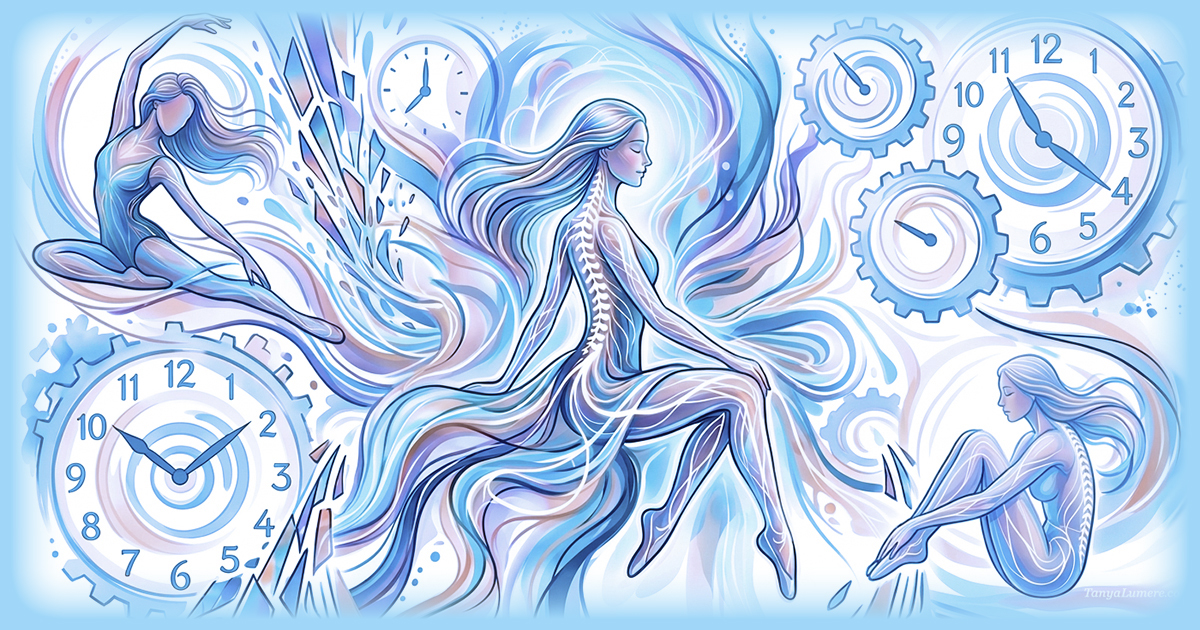 Women stretching and moving to embody support for healing from emotional abuse and physical pain.