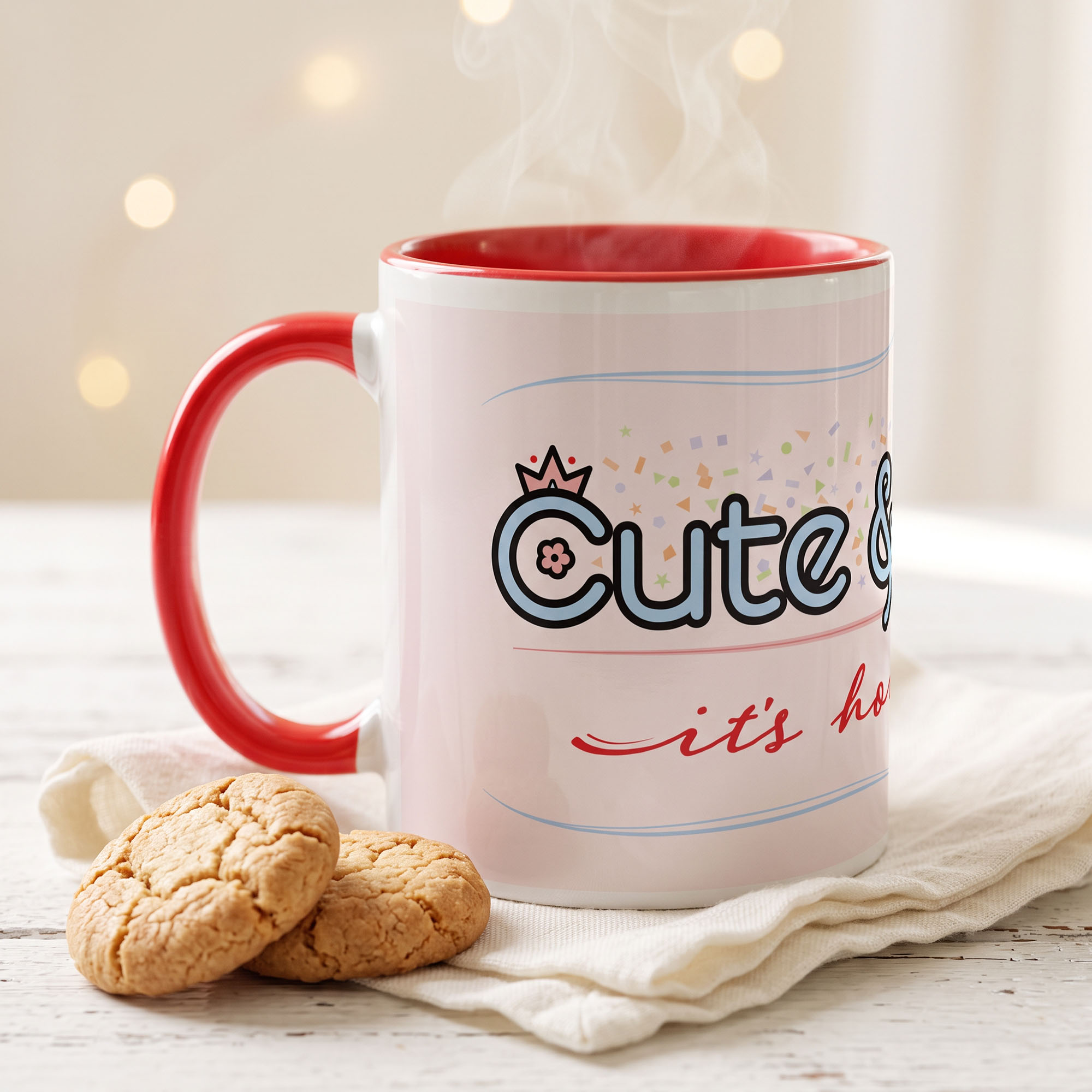 Cute & Worthy Mug Red left side Cute & Worthy Mug Red left side