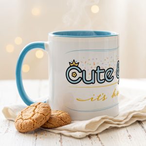 Cute & Worthy Mug Teal Blue left side