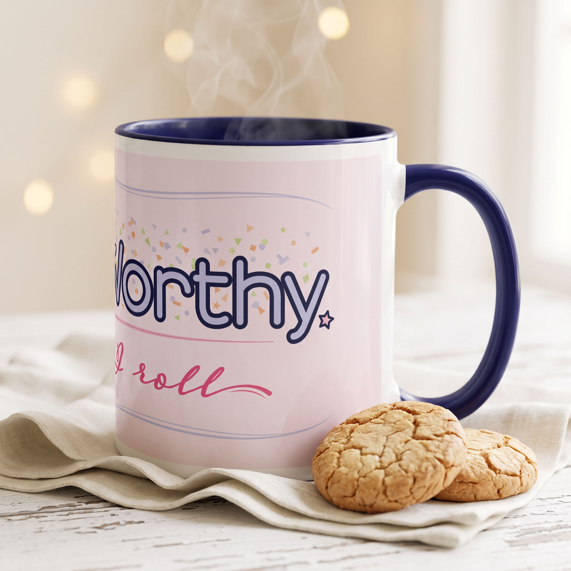 Cute & Worthy Mug Navy Blue right side Cute & Worthy Mug Navy Blue right side