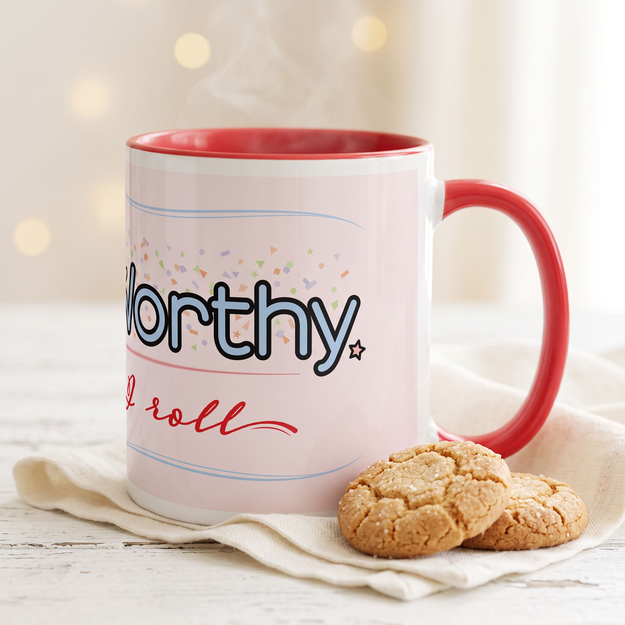 Cute & Worthy Mug Red right side Cute & Worthy Mug Red right side