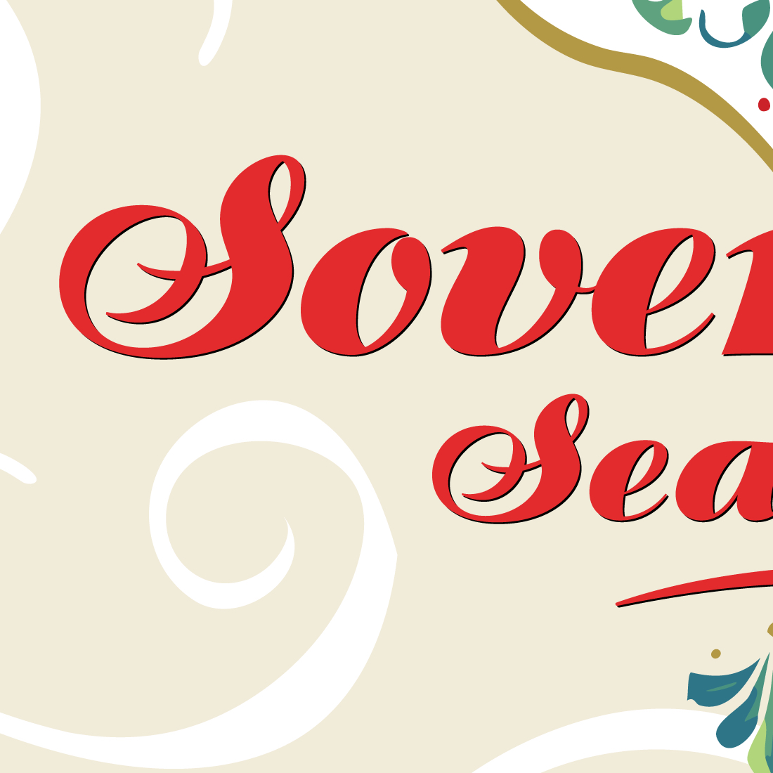 Sovereign Season Holiday Poster close-up highlighting detailed text design Sovereign Season Holiday Poster close-up highlighting detailed text design